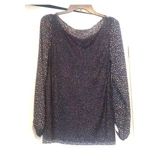 Navy blue blouse mixed media